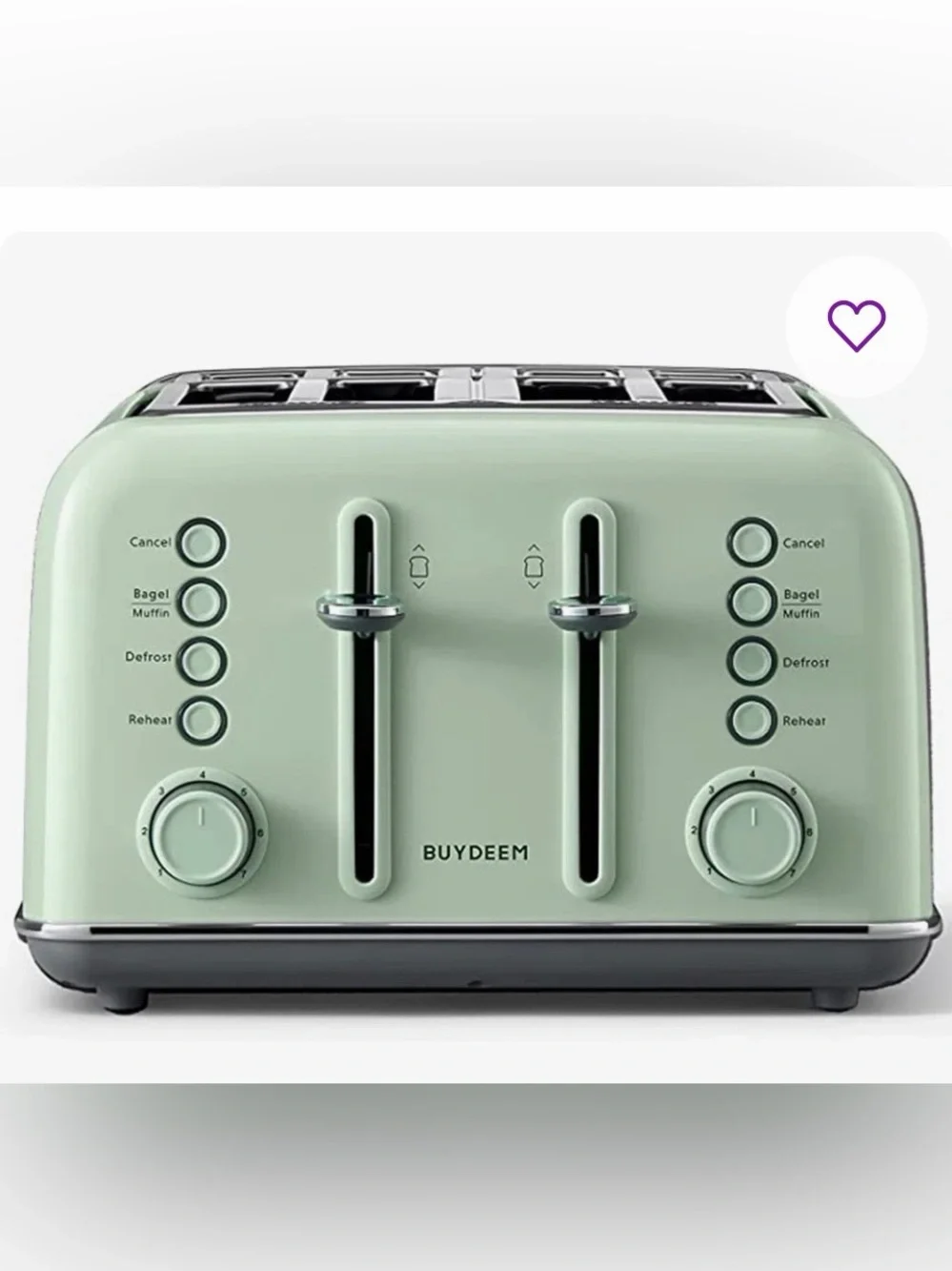 4-Slice Mint Green Toaster - Dual Controls NIB
